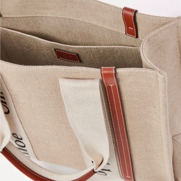 BNIB CHLOE MEDIUM WOODY CANVAS TOTE BAG. FULL SET💰Below Retail - Picture 3 of 10